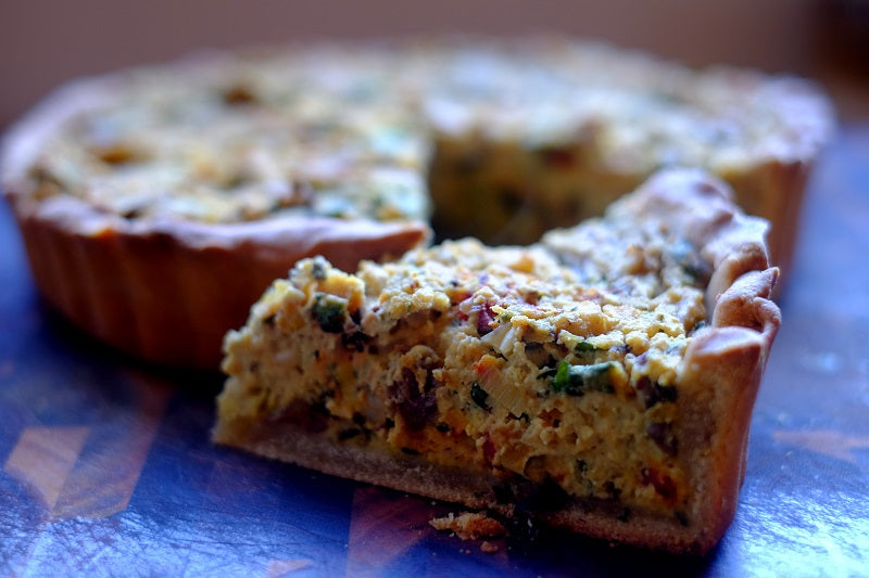 Dairy free Leek, parmesan and mushroom quiche - Streamside Organics | Seasonal organic veggie box de