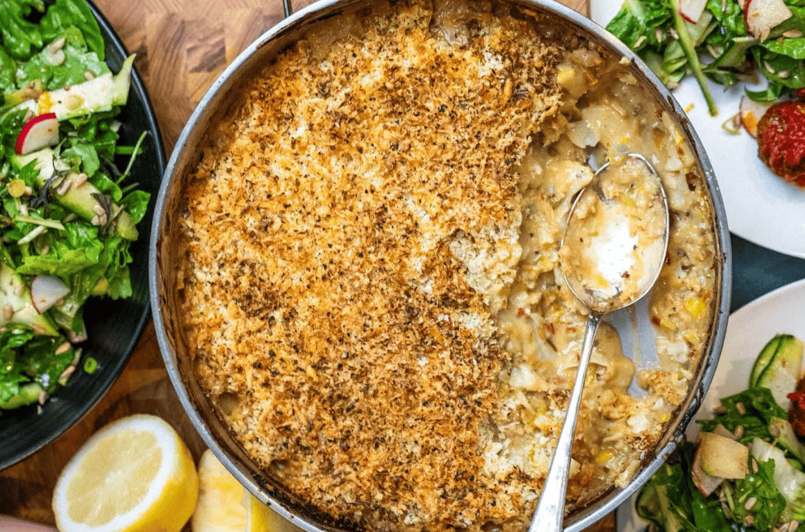 Cheesy leek and cauliflower bake - Streamside Organics | Seasonal organic veggie box delivered to yo