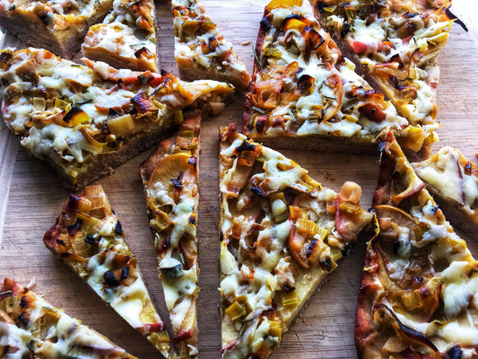 Leek, Apple and Sharp Cheese Flatbread - Streamside Organics