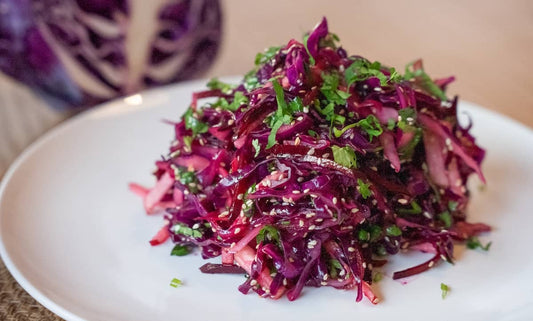 Powerhouse purple cabbage and sesame slaw