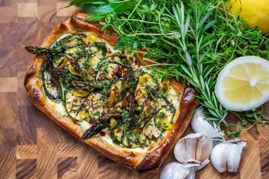 Spring zucchini tart with ricotta, lemon and thyme. - Streamside Organics