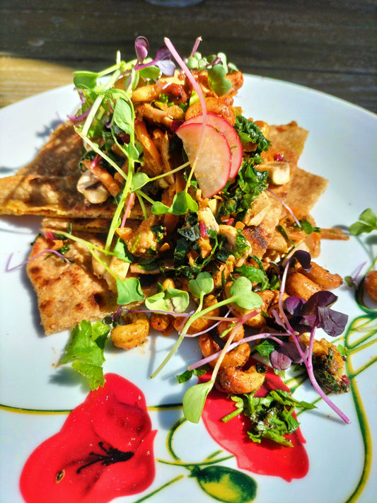 Mooli Paratha w/ Marinated Mushroom and Masala Cashew - Streamside Organics