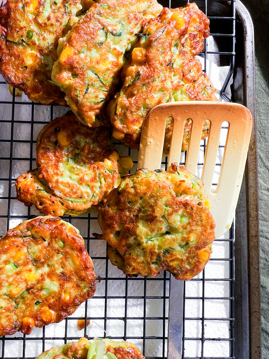 Courgette and miso fritters